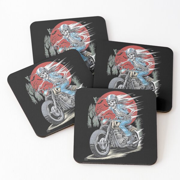 Item preview, Spooky Skeleton Biker Riding Under Blood Red Moon designed and sold by love3617.
