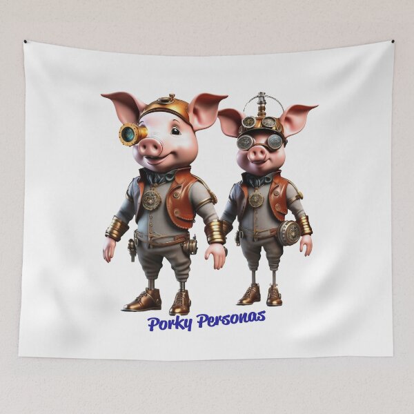 Item preview, Porky Personas Funny Pig Characters Steampunk designed and sold by Drone-tees.