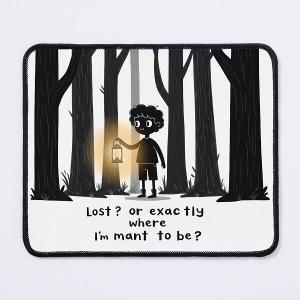 Item preview, Child with lantern in dark forest pondering destination and purpose during twilight hours designed and sold by RUMOOROZ.