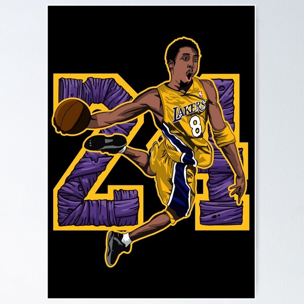 KOBE BRYANT ポスター 8番 LAKERS NBA Los Angeles Lakers LA Lakers Kobe Bryant Airborne Color 8 X 10