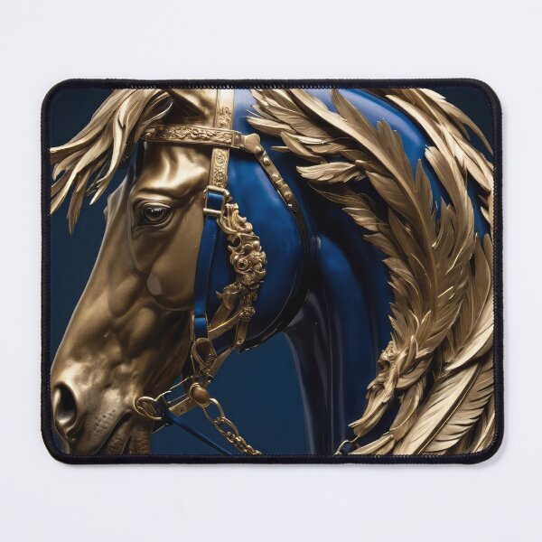 Item preview, Majestic Golden and Blue Horse - Regal Elegance in Motion designed and sold by Omtatsat.