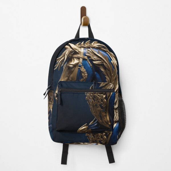Item preview, Majestic Golden and Blue Horse - Regal Elegance in Motion designed and sold by Omtatsat.