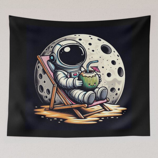 Item preview, Astronaut Relaxing on the Moon – Cosmic Beach Vibes designed and sold by TrilogyMerch.