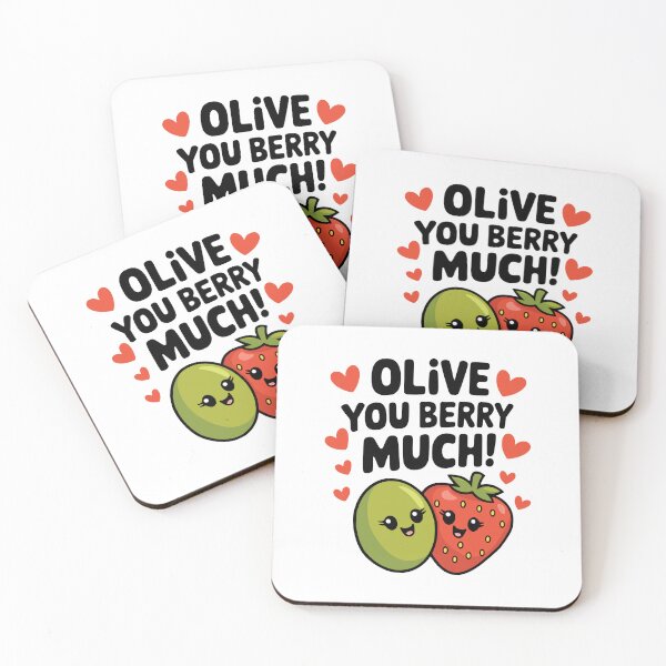 Item preview, Olive You Berry Much! Funny Strawberry Olive Food Pun designed and sold by PMCreative.