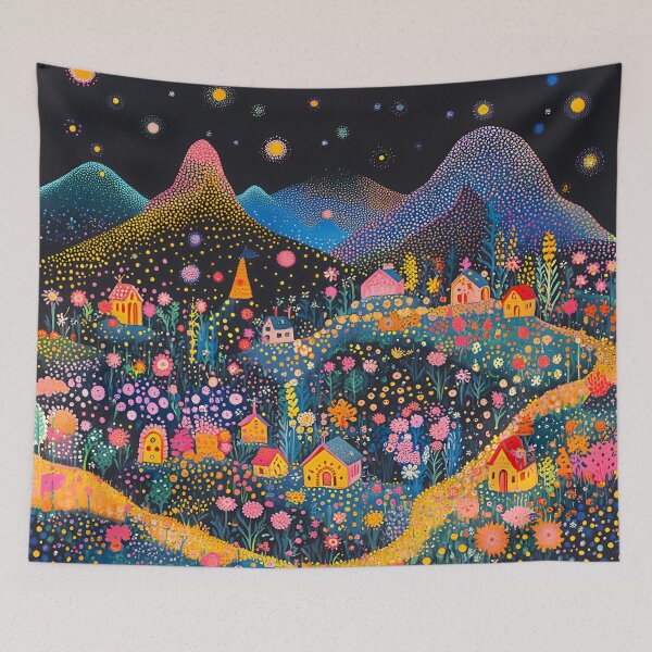 Item preview, Polka Dot Mountains Floral Landscape designed and sold by Neika Shimm Designs.