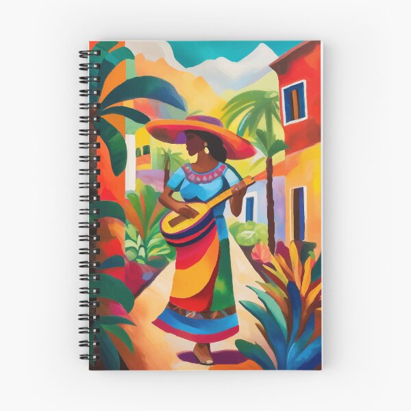Item preview, Mexican woman playing the ukulele, colorful art designed and sold by PalmitoDecor.