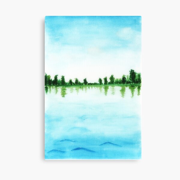 Item preview, Watercolor blue lake nature art designed and sold by Yarlseri.