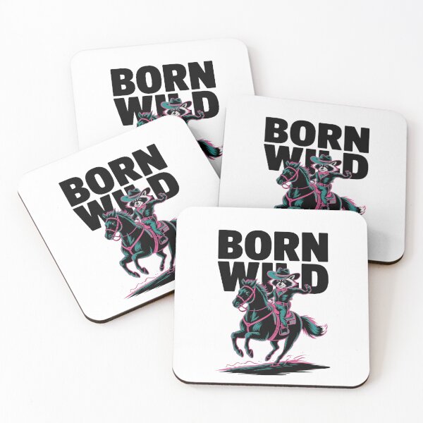 Item preview, Cowboy raccoon riding a horse, born wild designed and sold by MadCatPrints.