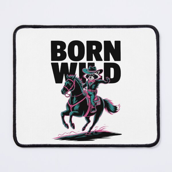 Item preview, Cowboy raccoon riding a horse, born wild designed and sold by MadCatPrints.