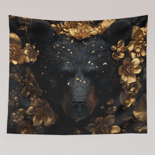 Item preview, Bear with Flowers in Black and Gold designed and sold by Nakolepsi.