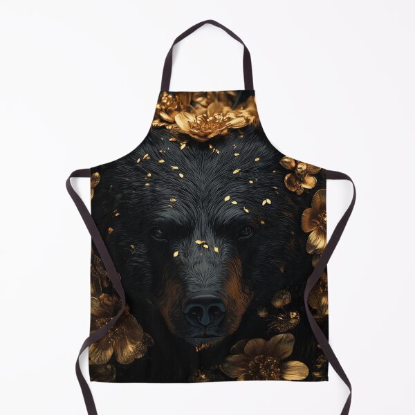 Item preview, Bear with Flowers in Black and Gold designed and sold by Nakolepsi.