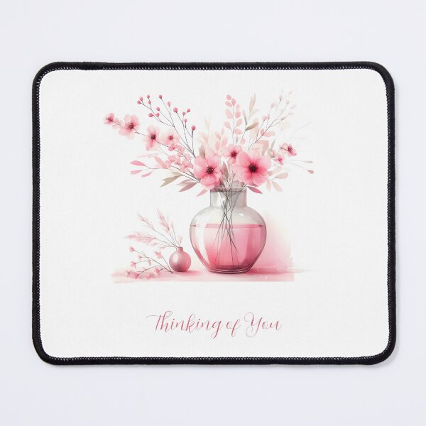 Item preview, Thinking of You Pink Vase and Flowers Sympathy designed and sold by ZanyPaintbrush.