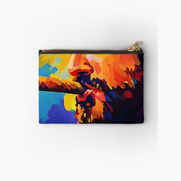 Artikelvorschau, Mann mit Bart hält Zigarre in leuchtenden Blau-, Orange- und Gelbtönen Abstrakte Kunst Generative KI entworfen und verkauft von OlfactoART Studio.