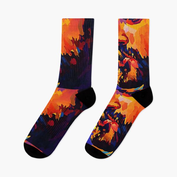 Item preview, Man with Beard Holding Cigar in Vibrant Blues, Oranges, and Yellows Abstract Art Generative AI designed and sold by OlfactoART Studio.