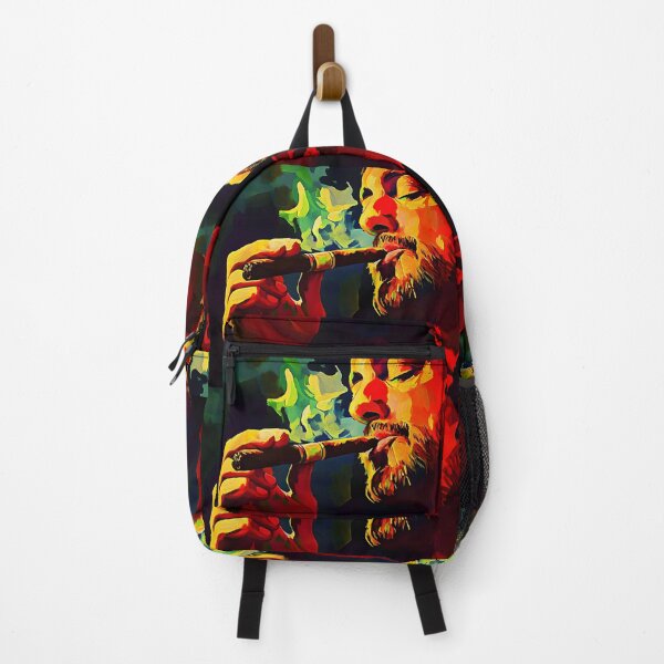 Item preview, Man Enjoying Cigar with Colorful Swirls of Smoke in Warm, Vivid Colors Digital AI Art designed and sold by OlfactoART Studio.