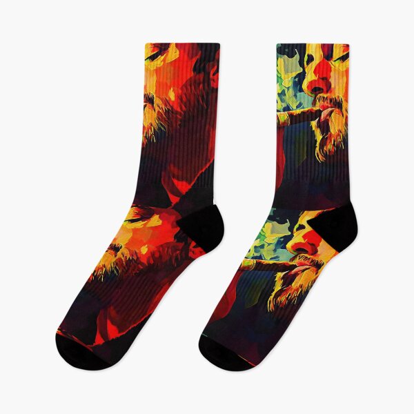 Item preview, Man Enjoying Cigar with Colorful Swirls of Smoke in Warm, Vivid Colors Digital AI Art designed and sold by OlfactoART Studio.