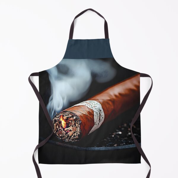 Item preview, Close-Up of Lit Cigar with Graceful Swirling Smoke and Glowing Embers Against Dark Background designed and sold by OlfactoART Studio.