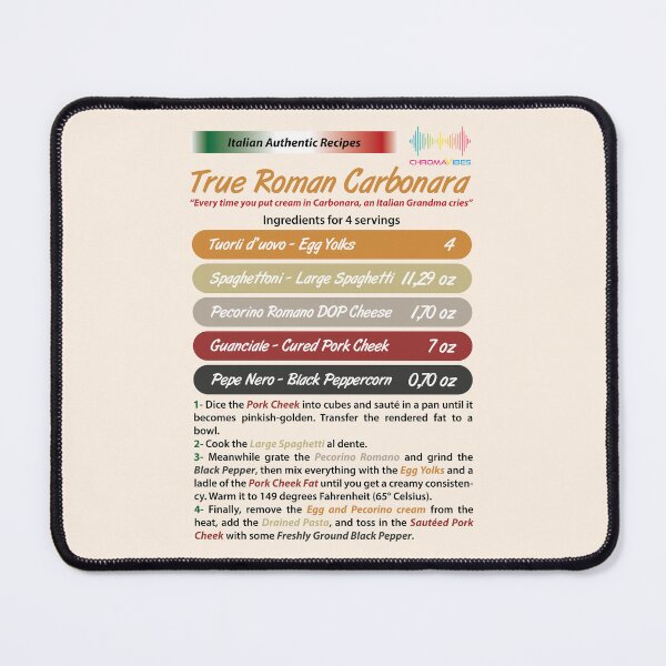 Item preview, Italian Authentic Recipes - True Roman Carbonara - Food Loving designed and sold by chromavibes-art.