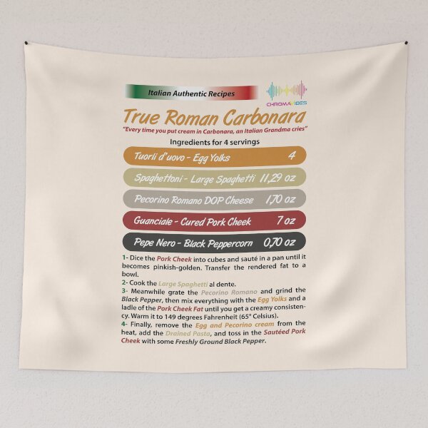 Item preview, Italian Authentic Recipes - True Roman Carbonara - Food Loving designed and sold by chromavibes-art.
