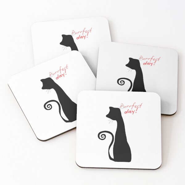 Item preview, Purrfect day in red letters and a black cat silhouette  designed and sold by wallartofmio.