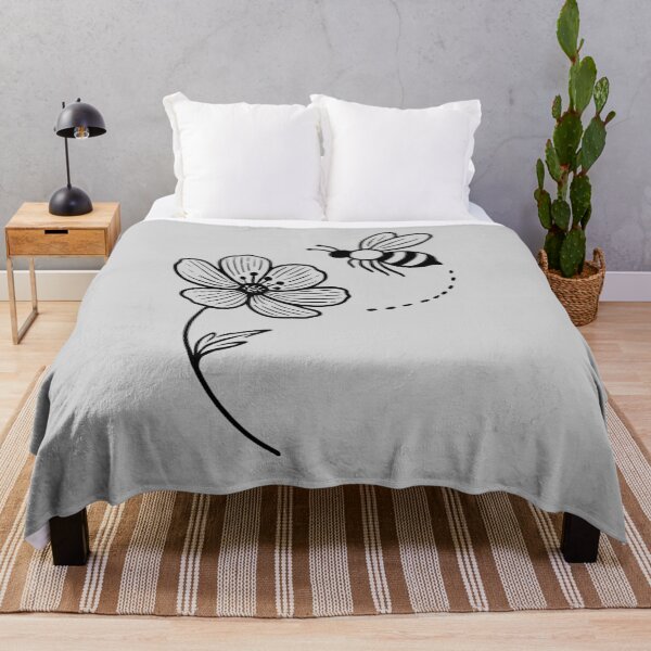 Item preview, Minimalist Bee and Flower Line Art designed and sold by Zeemazoo.