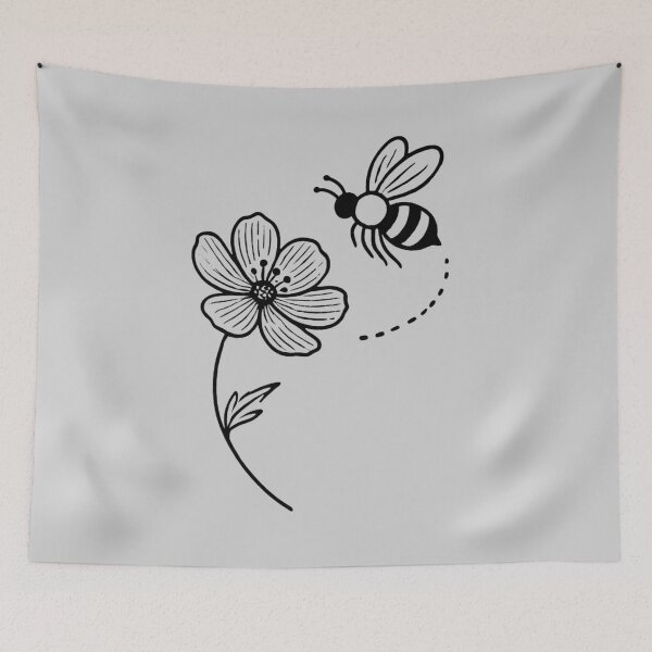 Item preview, Minimalist Bee and Flower Line Art designed and sold by Zeemazoo.