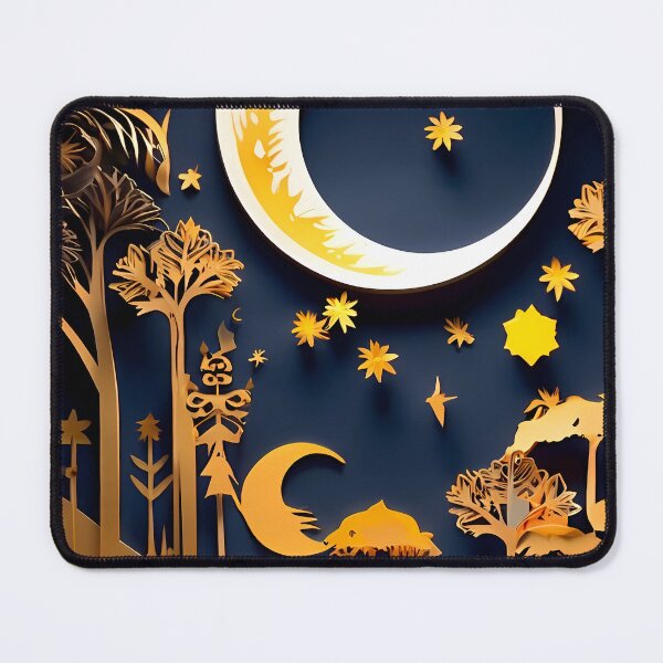Item preview, Papercut Illustration of Night Moon | Mystical Moonlit Design | Elegant Night Sky Paper Cut Art | Whimsical Moonlight Paper Art designed and sold by PaintedPixels01.