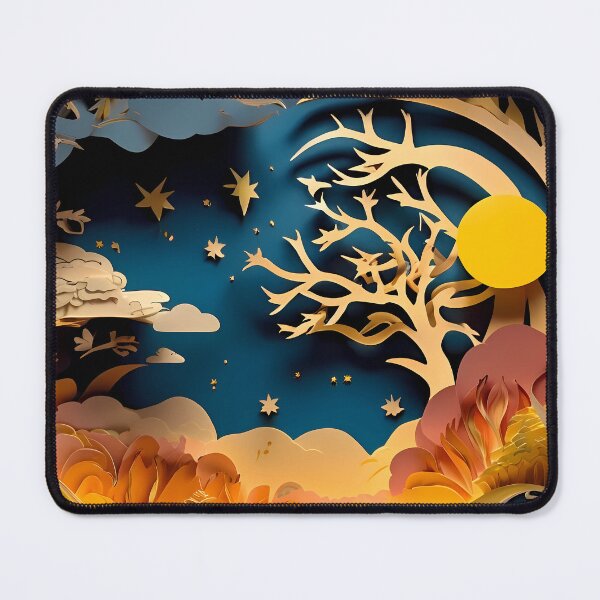 Item preview, Papercut Illustration of Night Moon | Mystical Moonlit Design | Elegant Night Sky Paper Cut Art | Whimsical Moonlight Paper Art designed and sold by PaintedPixels01.
