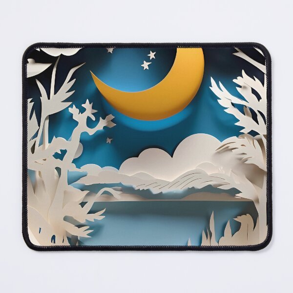 Item preview, Papercut Illustration of Night Moon | Mystical Moonlit Design | Elegant Night Sky Paper Cut Art | Whimsical Moonlight Paper Art designed and sold by PaintedPixels01.