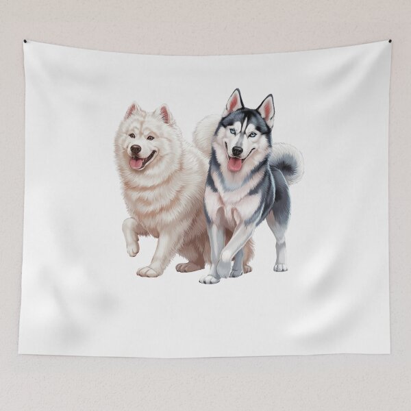 Item preview, Samoyed + Red Siberian Husky designed and sold by Mateusz Majcherek.