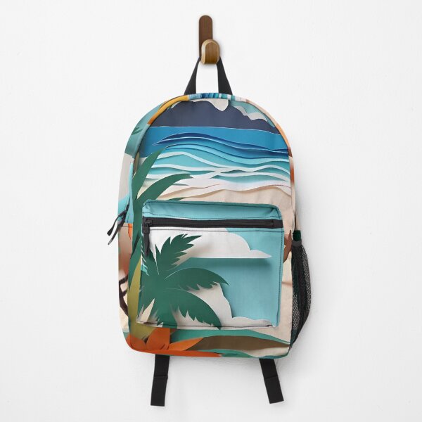 Artikelvorschau, Papierschnitt-Illustration eines Strandes auf Hawaii | Tropische Strandszene | Ruhige Küsten-Papierschnitt-Kunst | Wunderliche Inselstimmung entworfen und verkauft von PaintedPixels01.