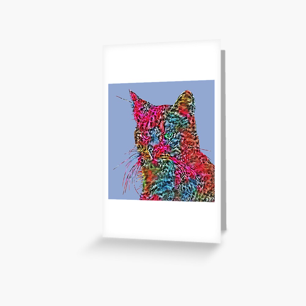 Artificial neural style Rose wild cat Greeting Card