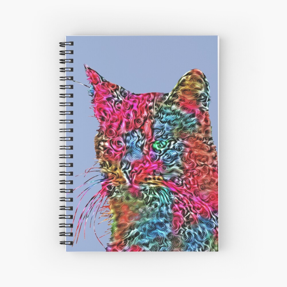 Artificial neural style Rose wild cat Spiral Notebook