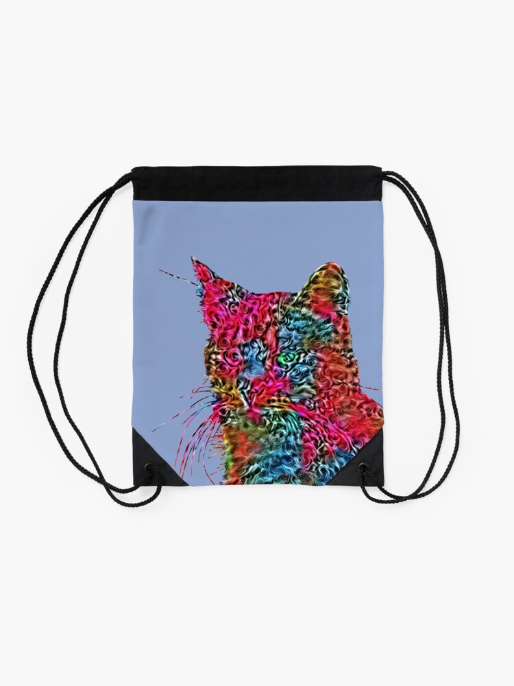 Alternate view of Artificial neural style Rose wild cat Drawstring Bag