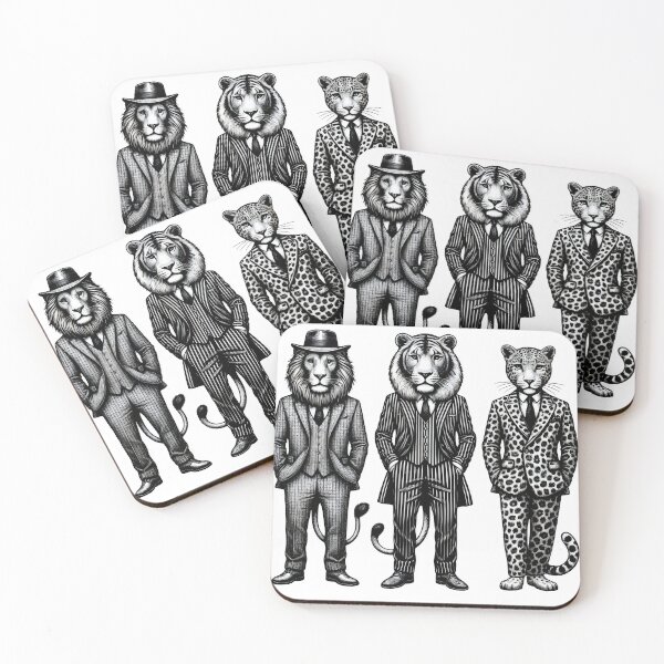 Item preview, Vintage Black and White Retro wild cats tigers lions Animal Art – Detailed Illustration Collection for Apparel and Home Decor designed and sold by harmzk90.