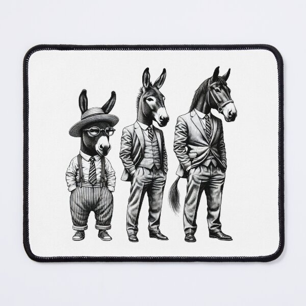 Item preview, Vintage Black and White Retro horse donkey Animal Art – Detailed Illustration Collection for Apparel and Home Decor designed and sold by harmzk90.