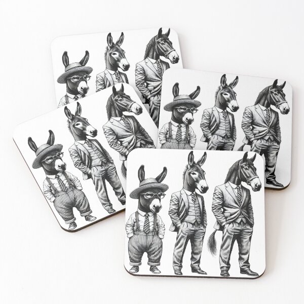 Item preview, Vintage Black and White Retro horse donkey Animal Art – Detailed Illustration Collection for Apparel and Home Decor designed and sold by harmzk90.