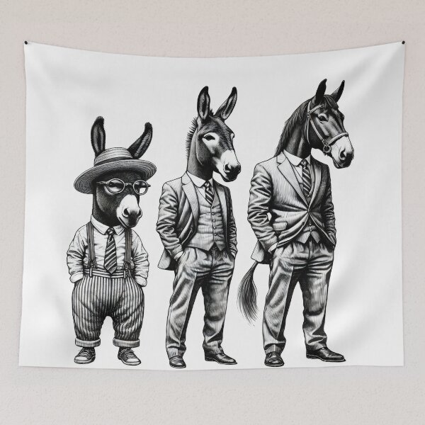 Item preview, Vintage Black and White Retro horse donkey Animal Art – Detailed Illustration Collection for Apparel and Home Decor designed and sold by harmzk90.