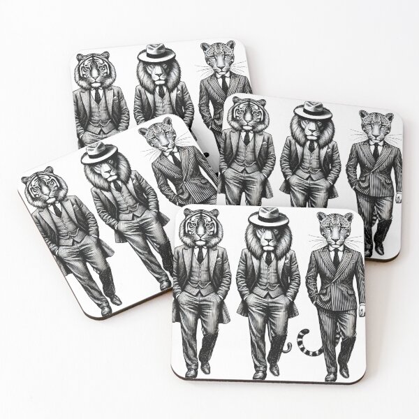 Item preview, Vintage Black and White Retro wild cats tigers lions Animal Art – Detailed Illustration Collection for Apparel and Home Decor designed and sold by harmzk90.
