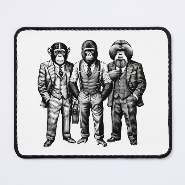 Item preview, Vintage Black and White Retro wild monkeys chimps primates Animal Art – Detailed Illustration Collection for Apparel and Home Decor designed and sold by harmzk90.