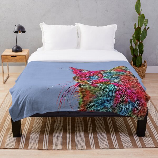 Artificial neural style Rose wild cat Throw Blanket