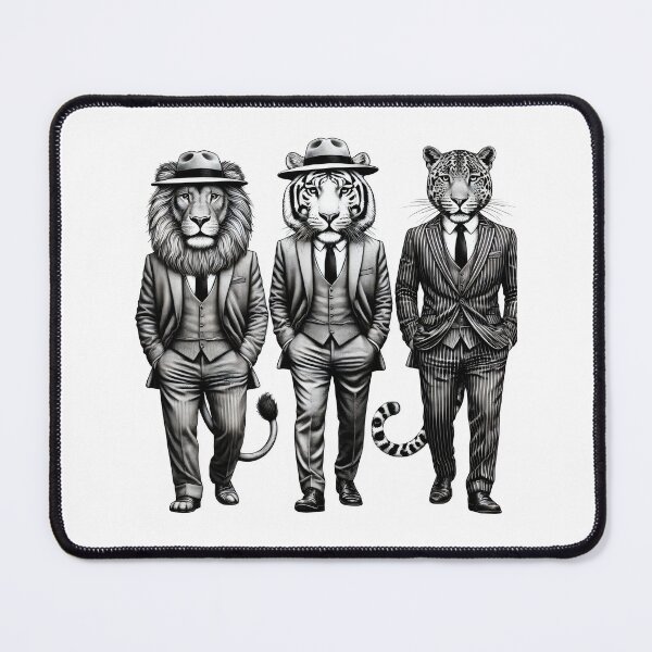 Item preview, Vintage Black and White Retro wild cats lions tiger Animal Art – Detailed Illustration Collection for Apparel and Home Decor designed and sold by harmzk90.