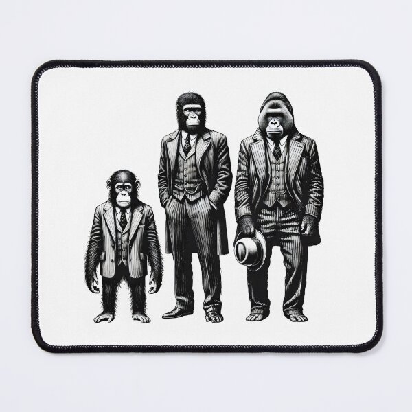 Item preview, Vintage Black and White Retro monkeys chimps primates Animal Art – Detailed Illustration Collection for Apparel and Home Decor designed and sold by harmzk90.