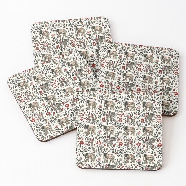 Item preview, Geometric elephant design with floral decorations designed and sold by Piotrek0001.