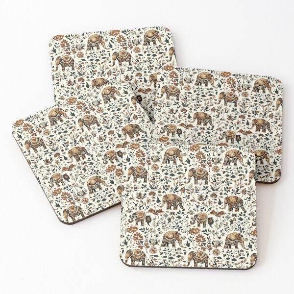 Item preview, Ethnic elephant pattern with floral accents designed and sold by Piotrek0001.