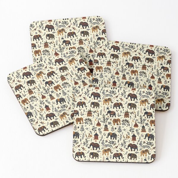Item preview, Elephant textile pattern with folk art style designed and sold by Piotrek0001.