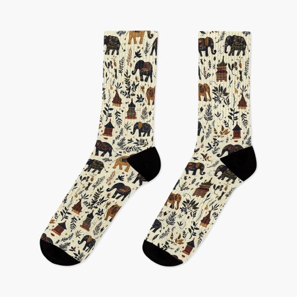 Item preview, Elephant textile pattern with folk art style designed and sold by Piotrek0001.