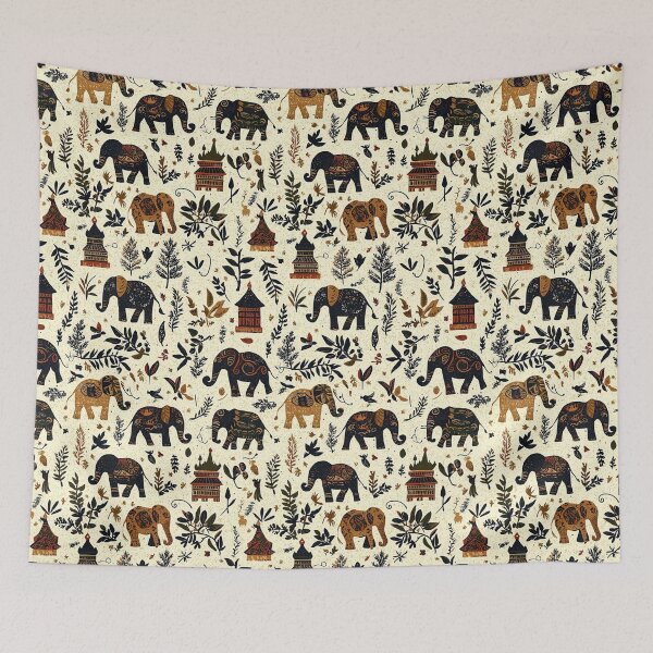 Item preview, Elephant textile pattern with folk art style designed and sold by Piotrek0001.