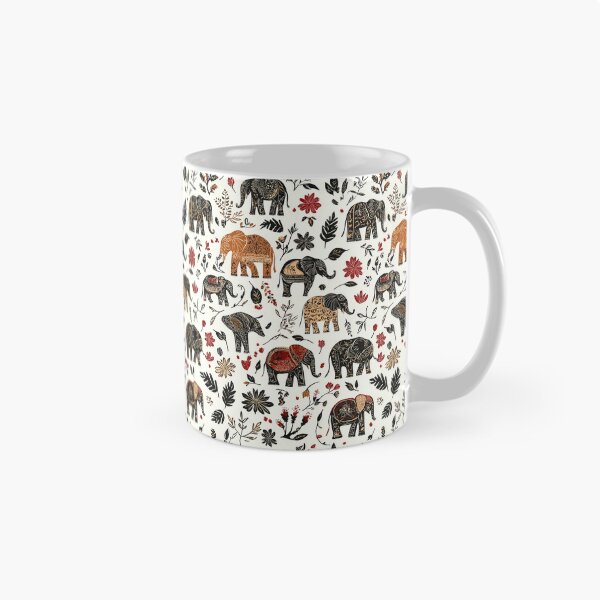 Item preview, Folk-inspired elephant motif with natural elements designed and sold by Piotrek0001.
