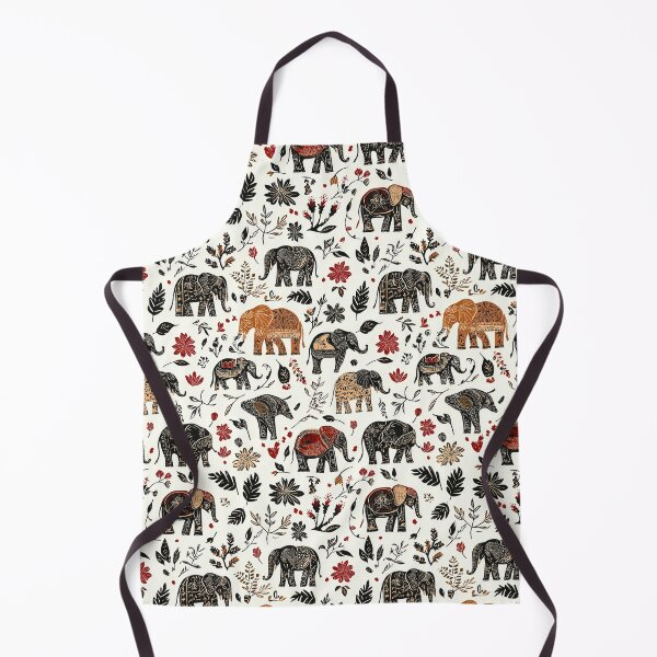 Item preview, Folk-inspired elephant motif with natural elements designed and sold by Piotrek0001.